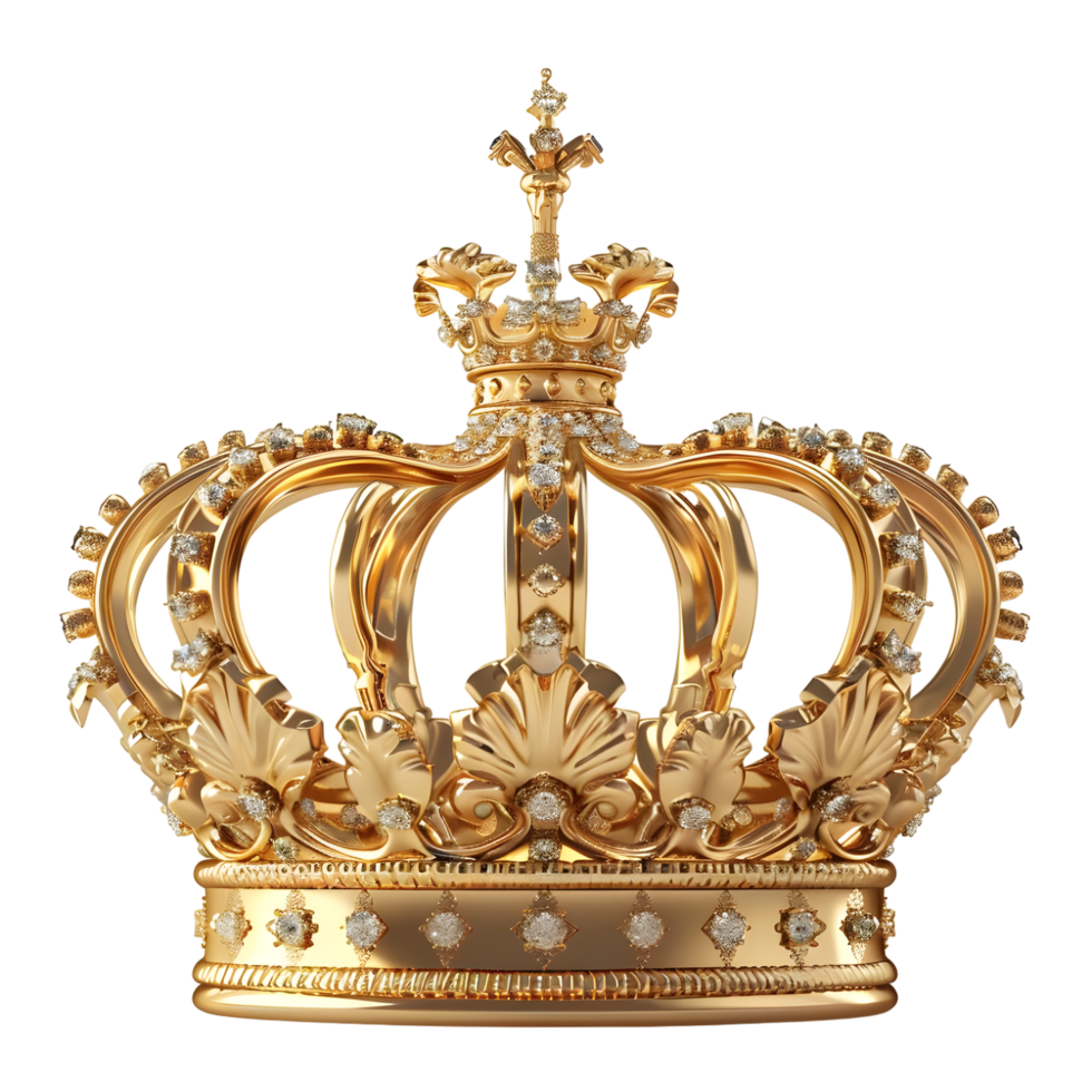 gold queen crown isolated on transparent background png