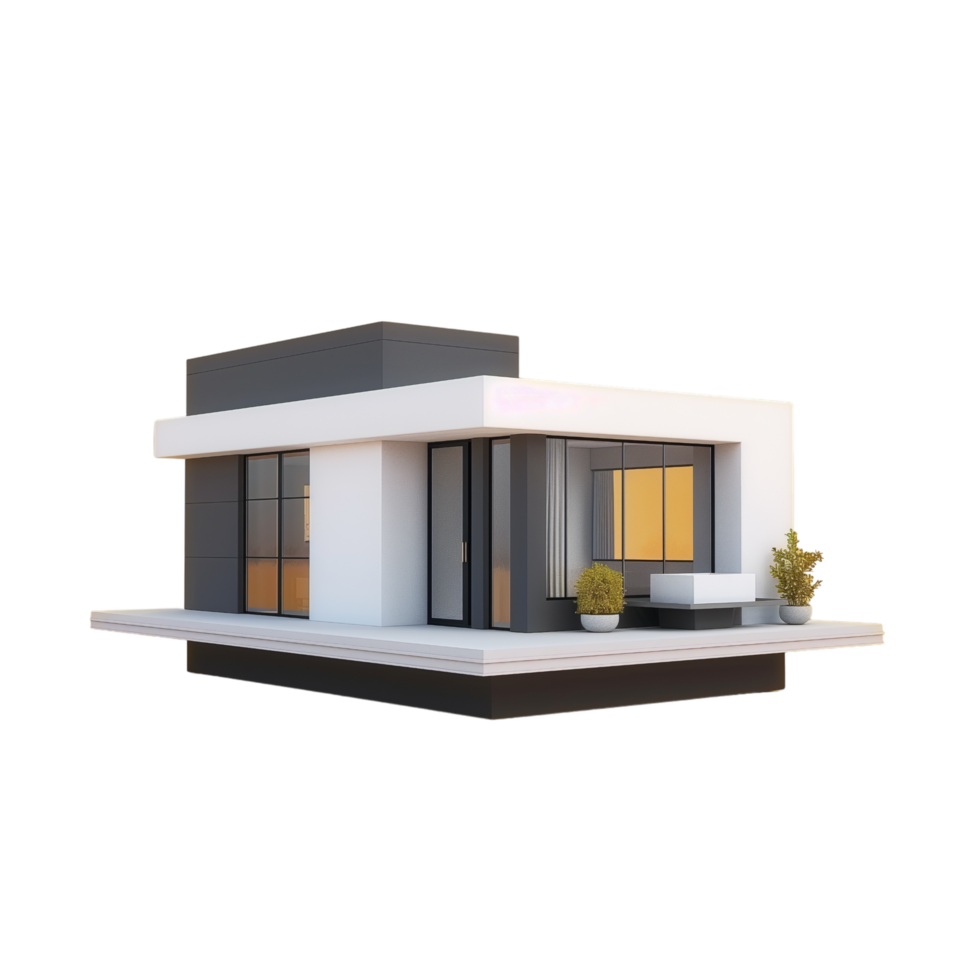 3d modern house Isolated on transparent background png