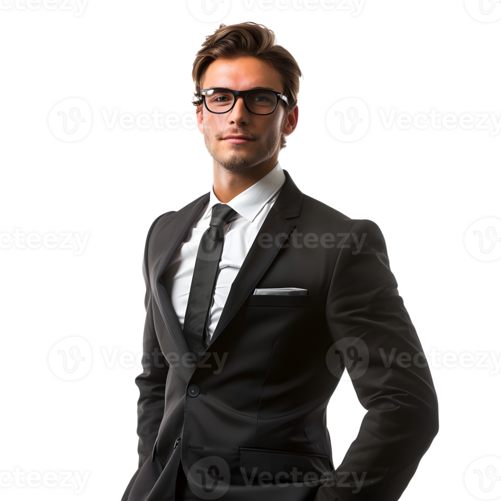 Businessman with his hands on his pockets isolated on transparent background png