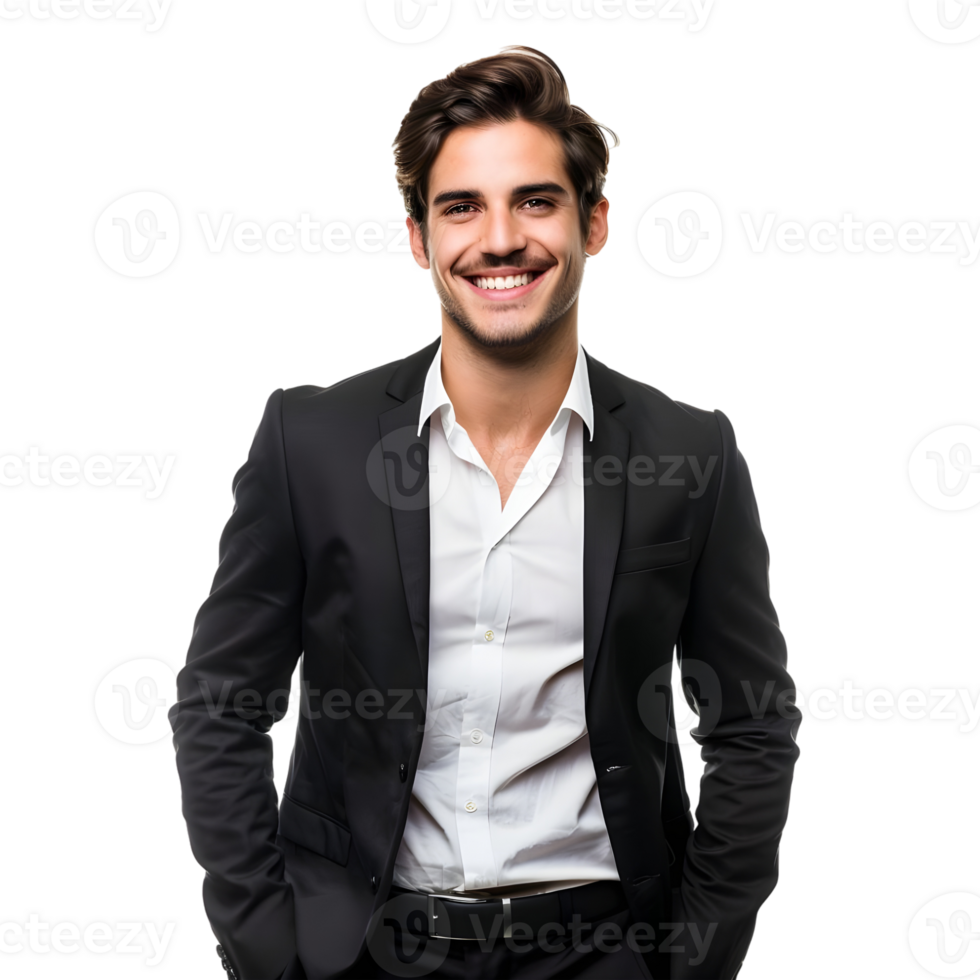 Handsome young man with his hands in his pockets on transparent background png