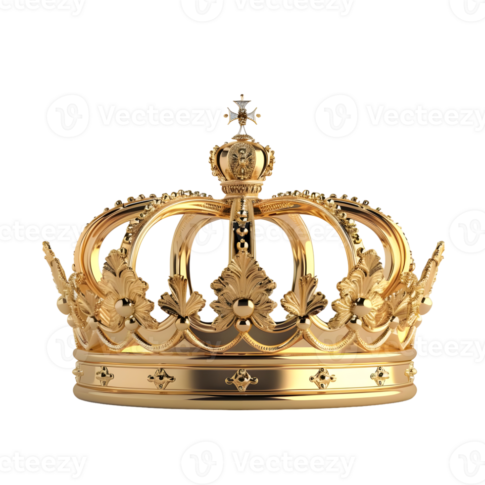 gold queen crown isolated on transparent background png