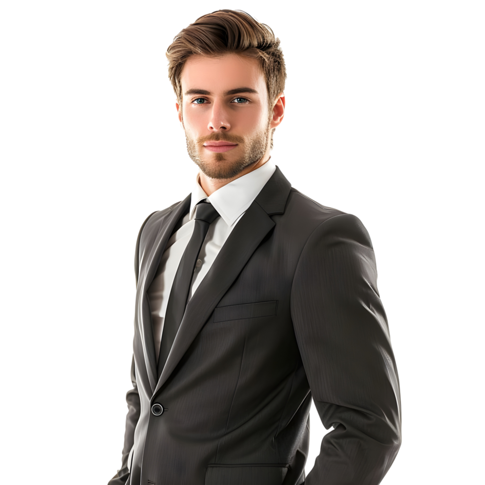 Portrait of a handsome young business man isolated on transparent background png