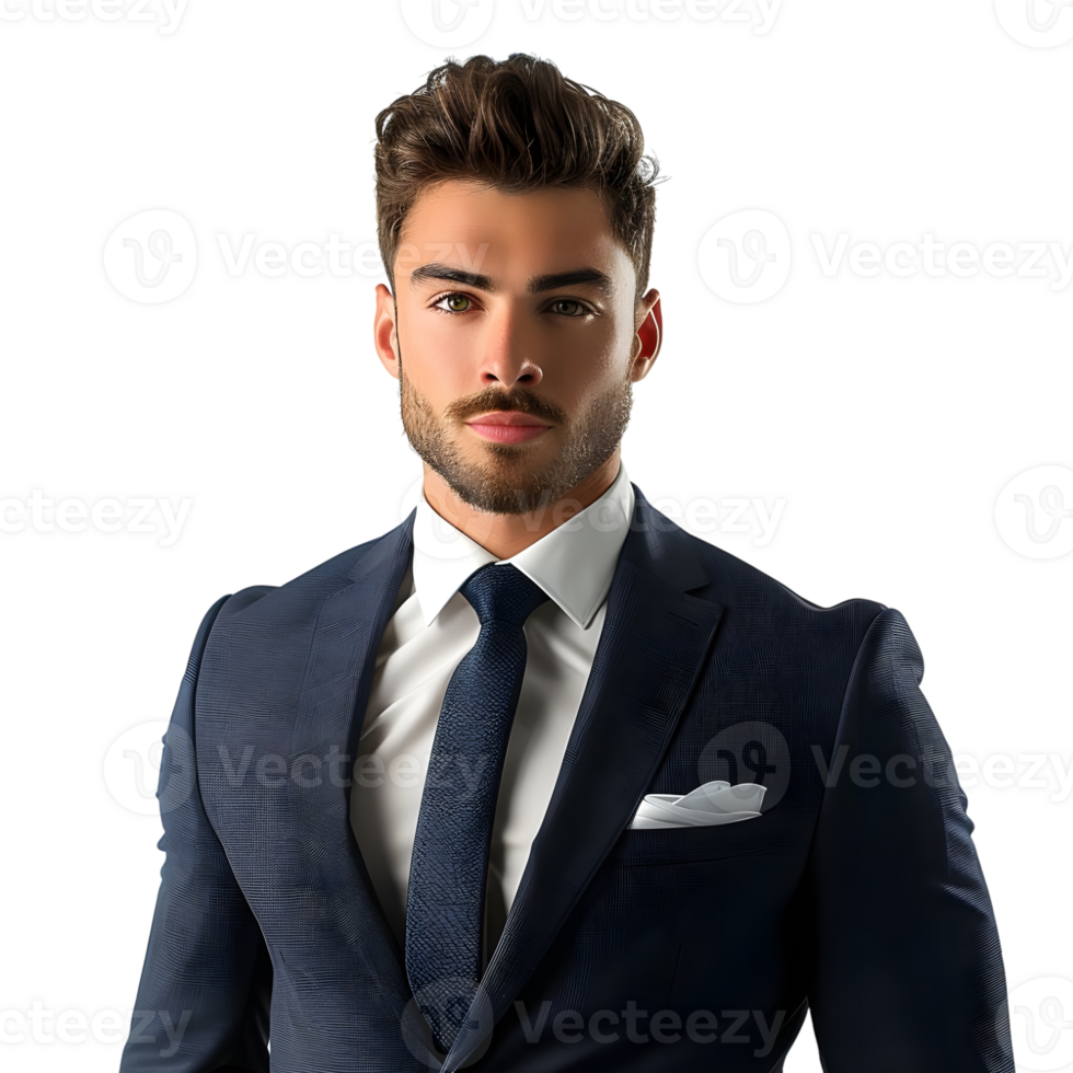 Handsome young elegant man in suit isolated on transparent background png