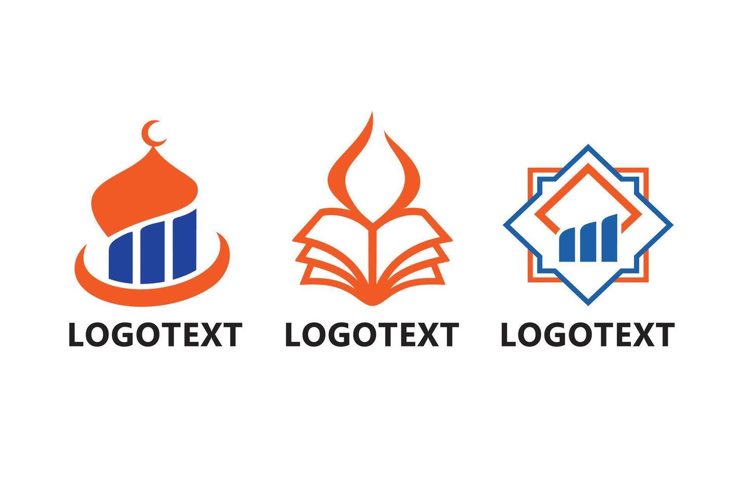 Simple Modern Abstract Mosque logo icon design set vector