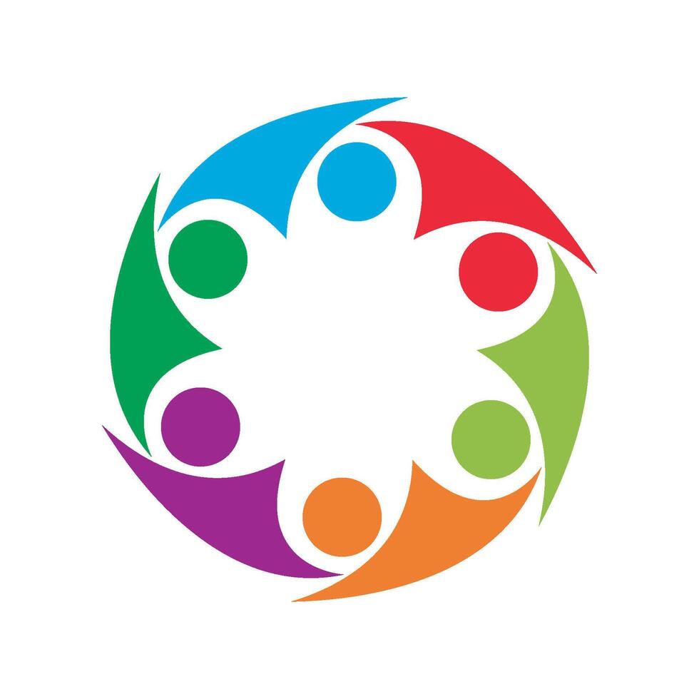 rotating successful people community logo design vector