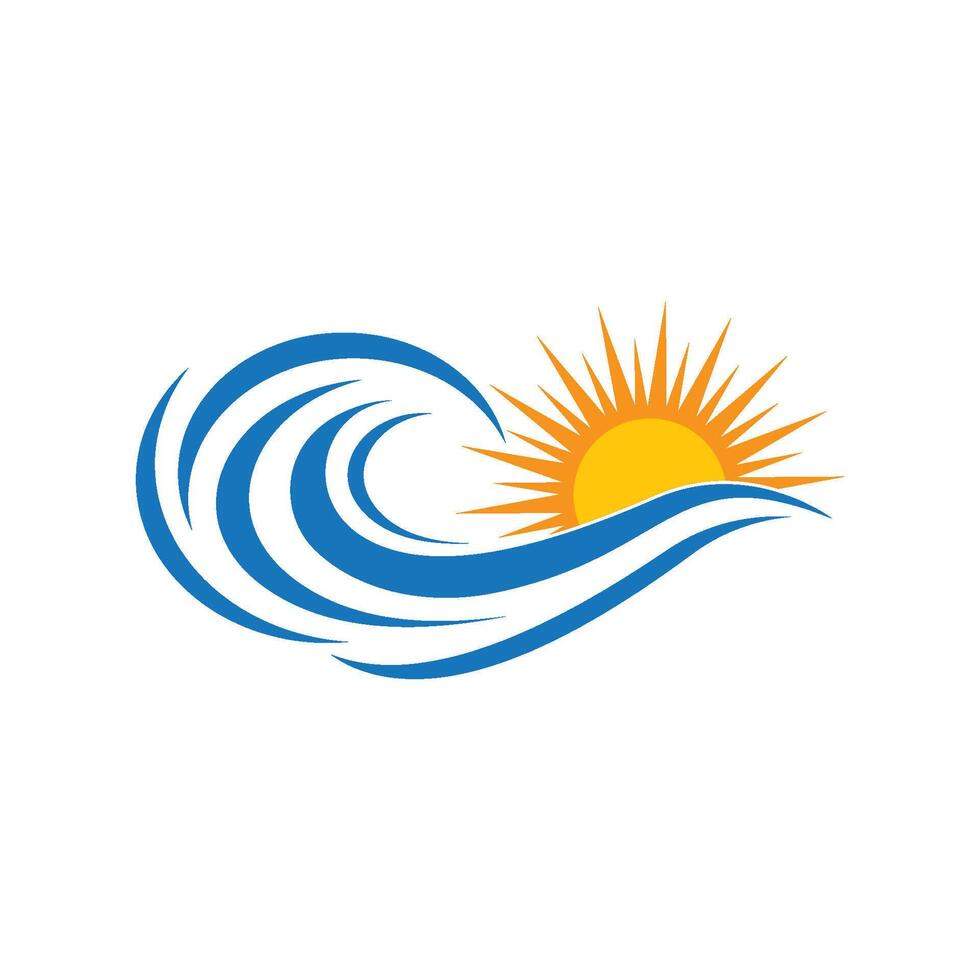 illustration of the logo of waves and sun in the morning vector