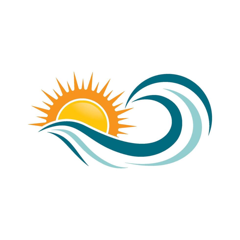 illustration of the logo of waves and sun in the morning vector