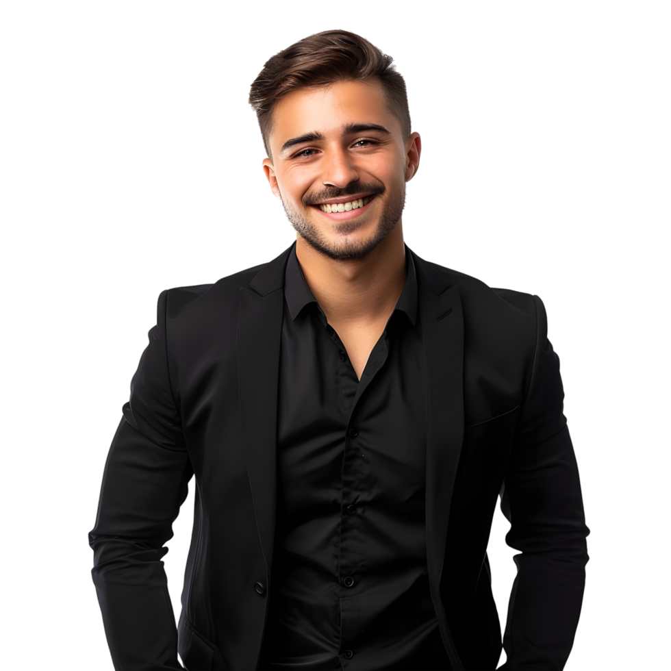 Handsome young business man portrait isolated on transparent background png
