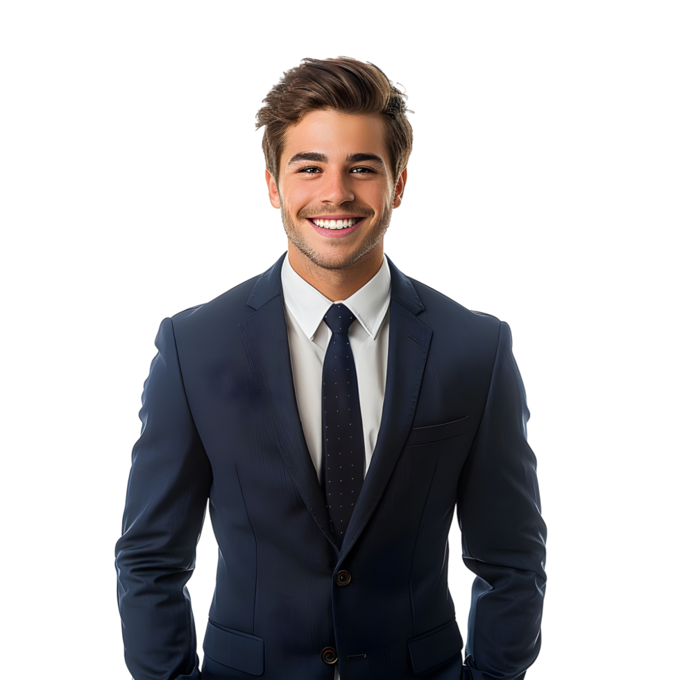 Portrait of happy smiling young businessman, isolated isolated on transparent background png