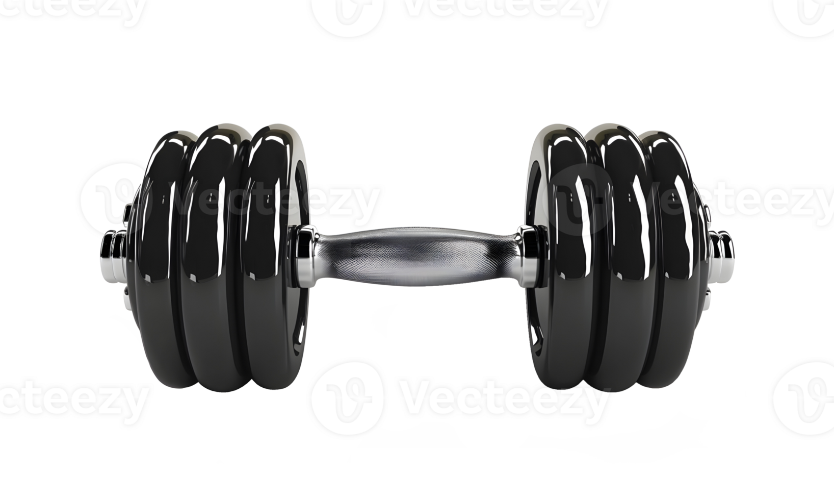 3d black fitness dumbbell isolated on transparent background png