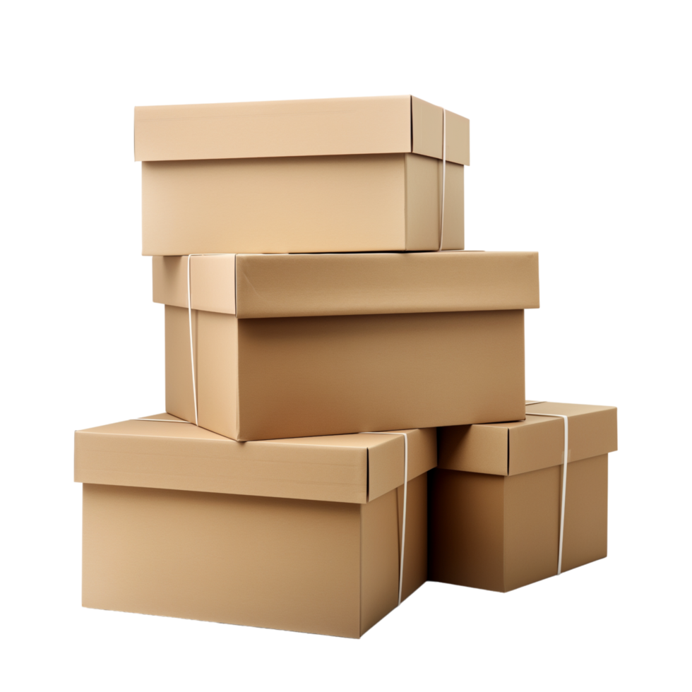 Cardboard parcel delivery boxes isolated on transparent background png