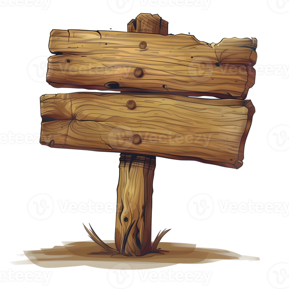 wooden signboard isolated on transparent background png