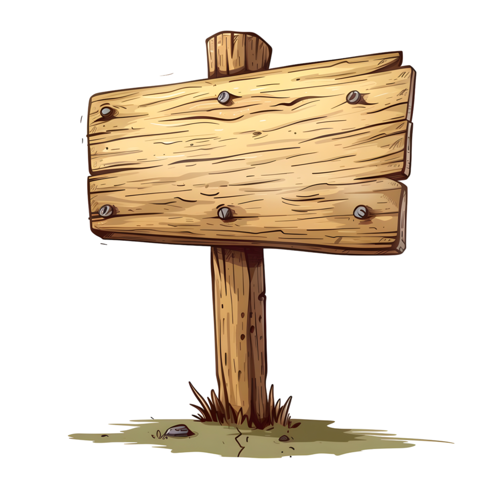 wooden signboard isolated on transparent background png