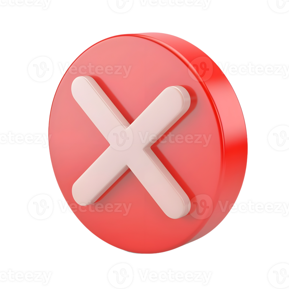 Cancel cross icon isolated on transparent background png