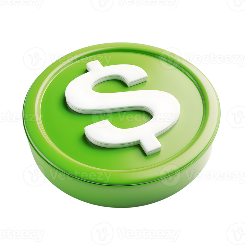 Green Dollar Sign Icon isolated on transparent background png