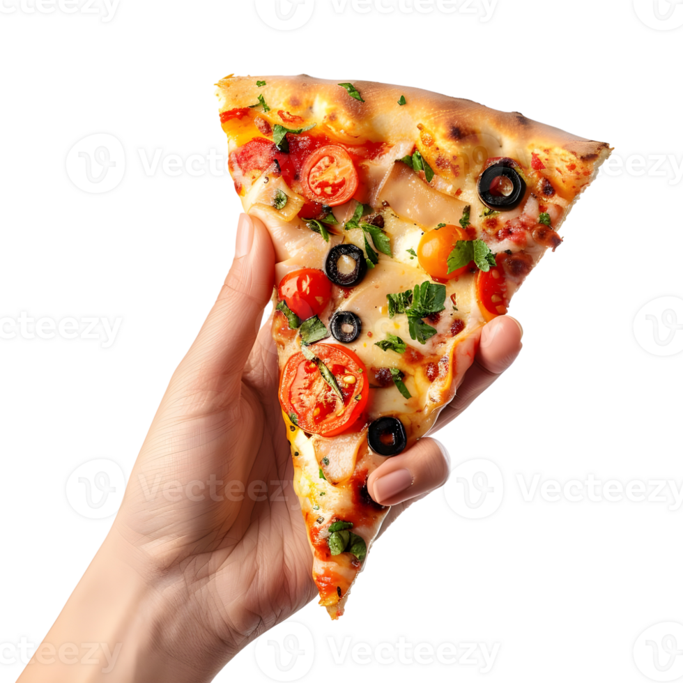 Pizza in hand Isolated on transparent background png