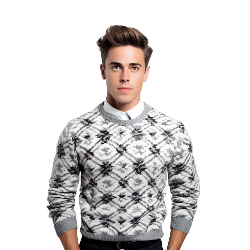 Portrait of a handsome young man in sweater. Studio shot. isolated on transparent background png