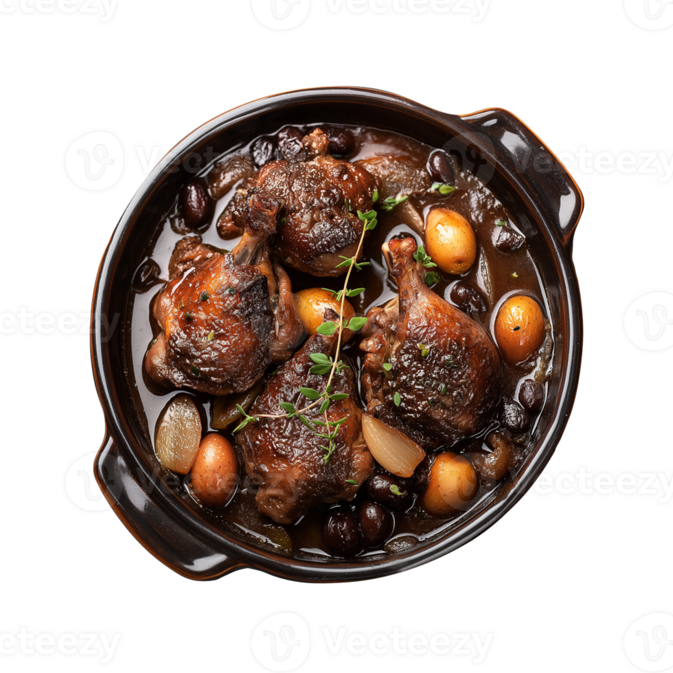 Coq Au vin isolated on transparent background png