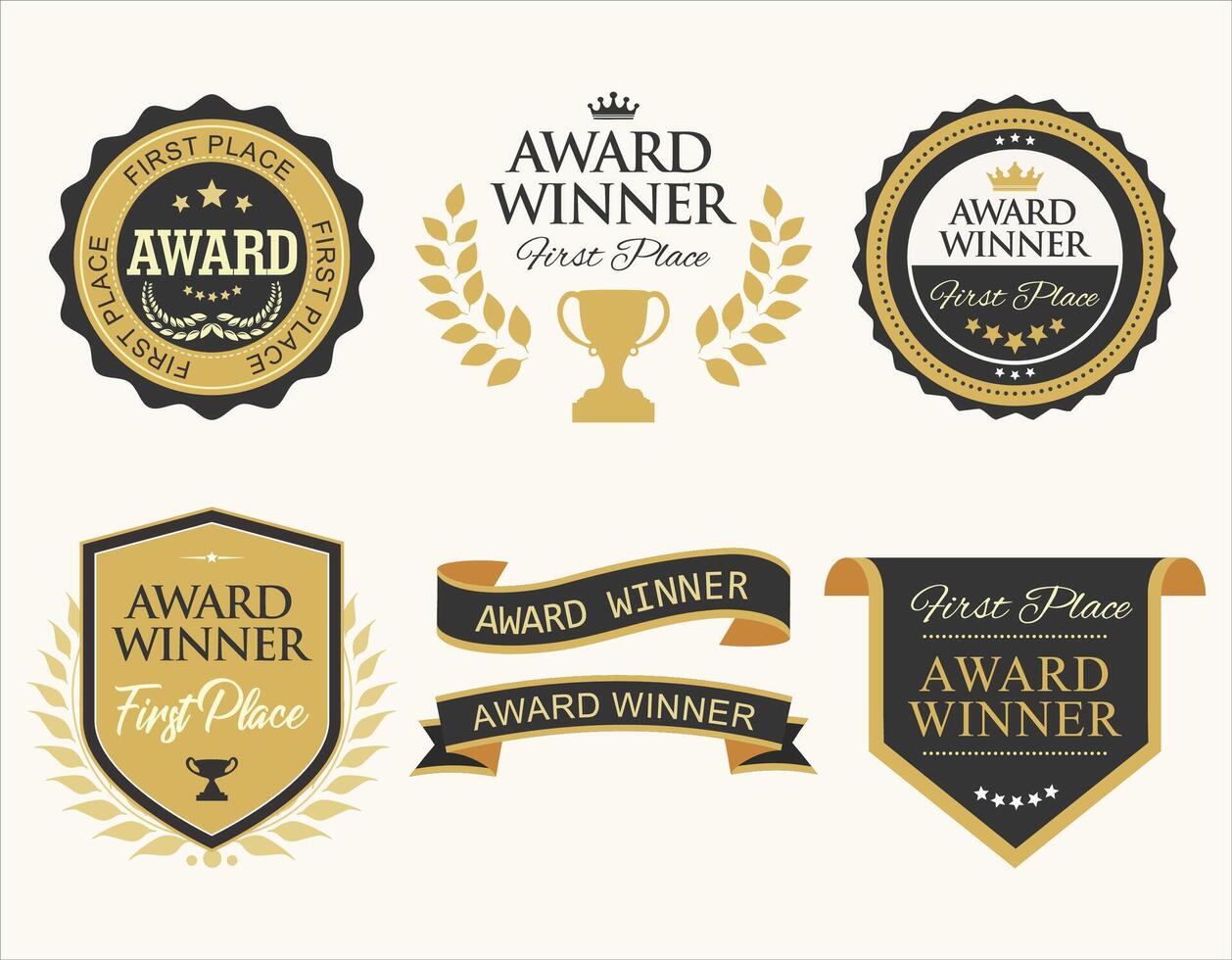 Award winner retro vintage badges and labels collection vector