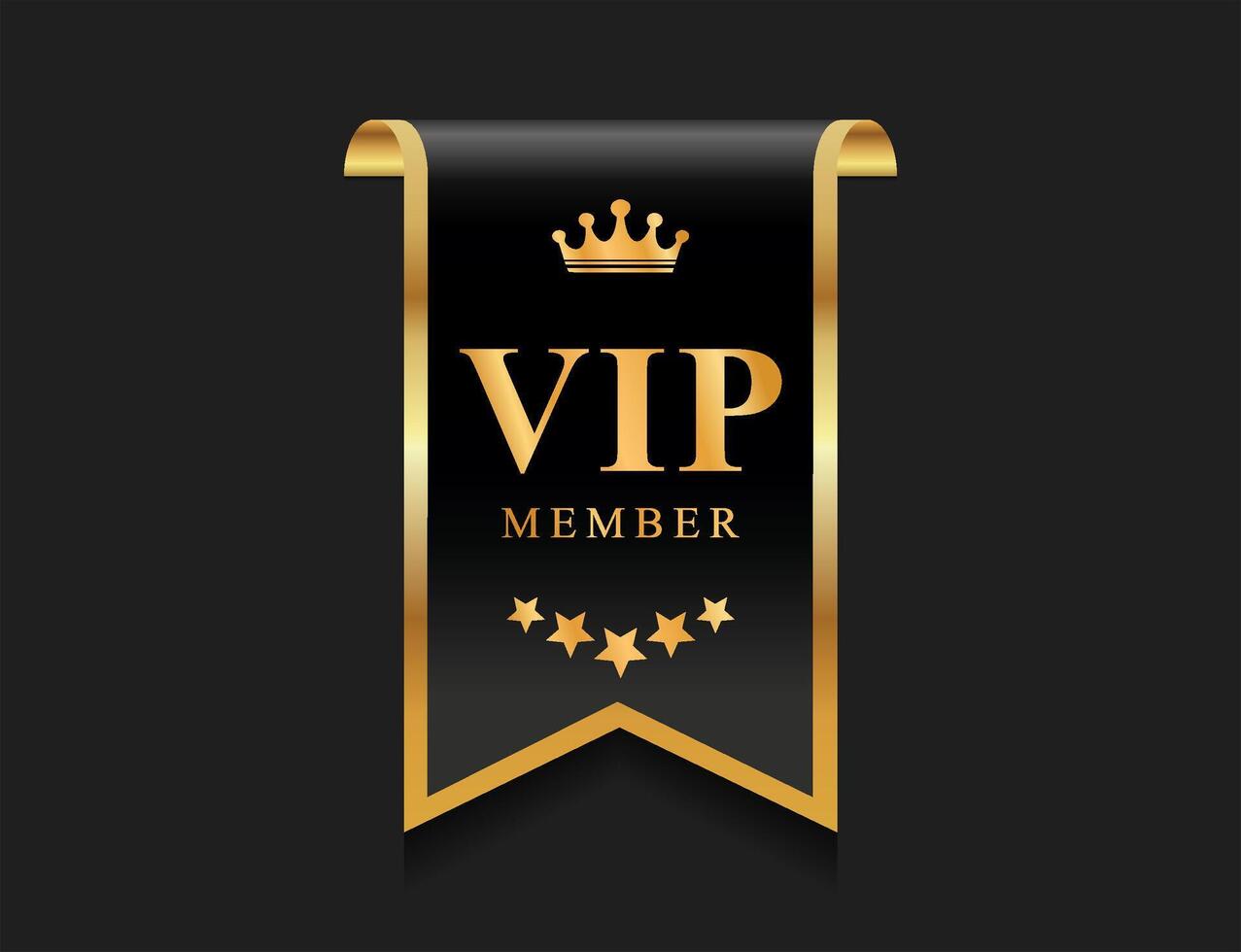 VIP member emblem black and gold isolated on black background vector