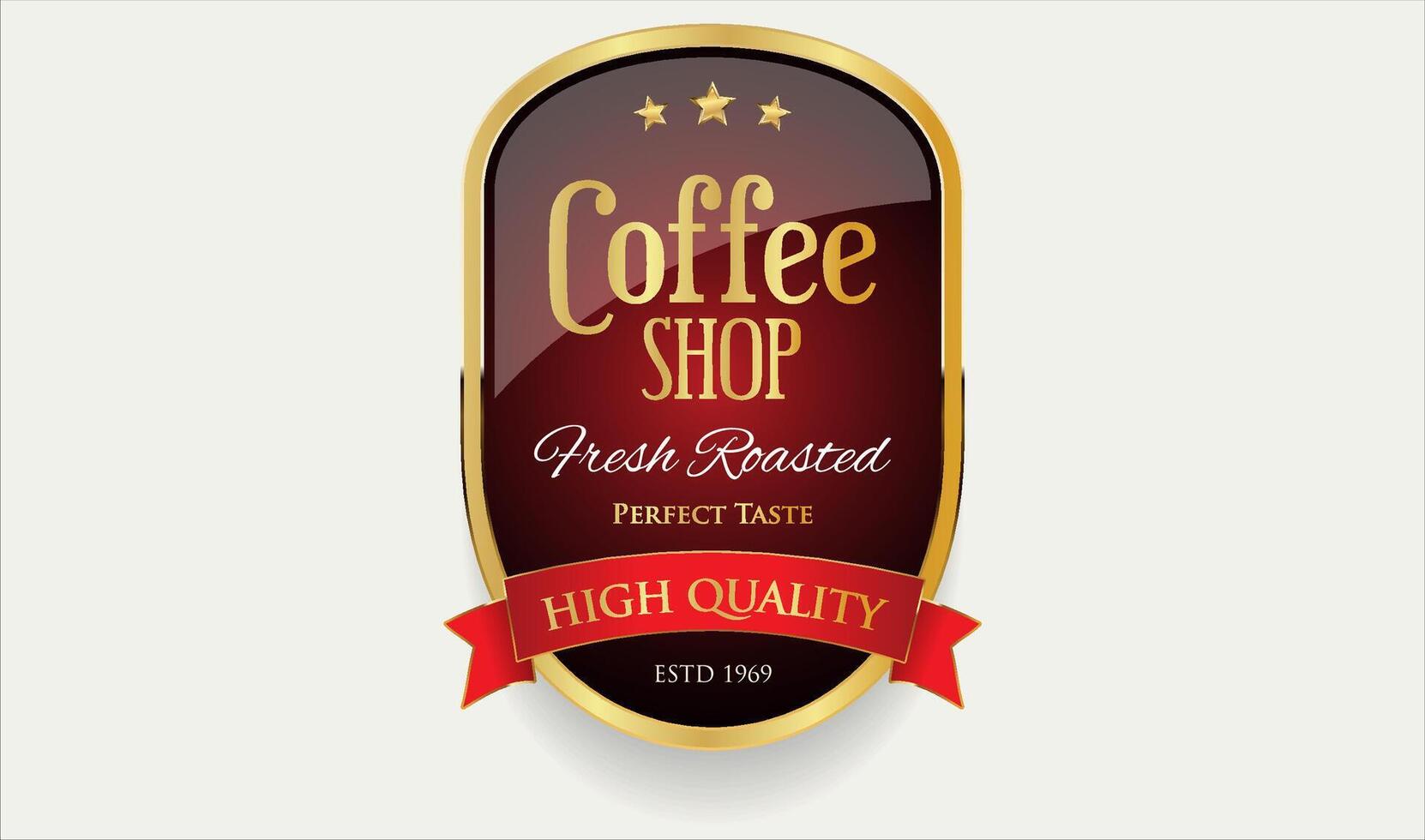 Retro vintage coffee logo in golden style illustration vector