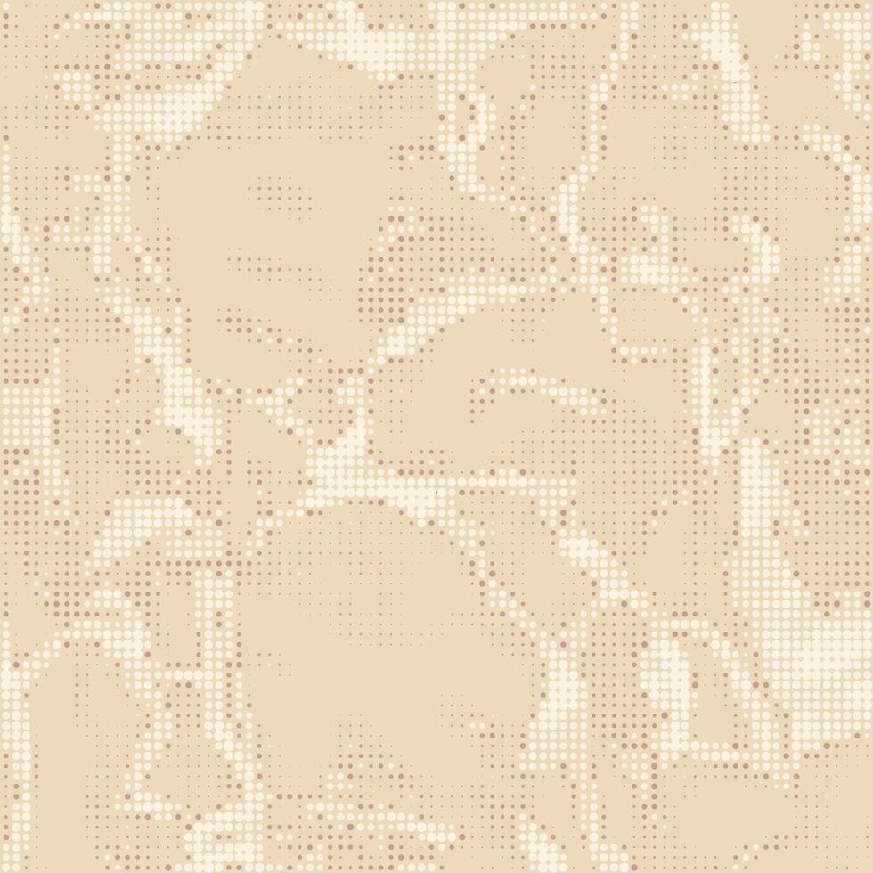 Grunge distress beige wait seamless halftone graphic camouflage. Digital dot military wallpaper. Snake spots camo pattern vector