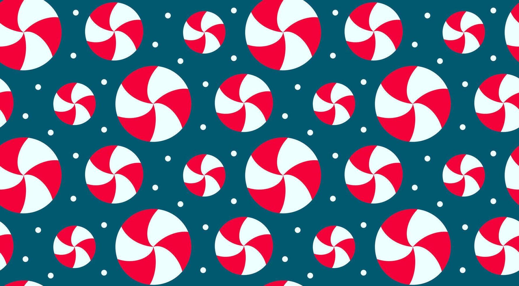 Christmas peppermint swirl candies seamless pattern. Holiday traditional sweet backdrop. vector