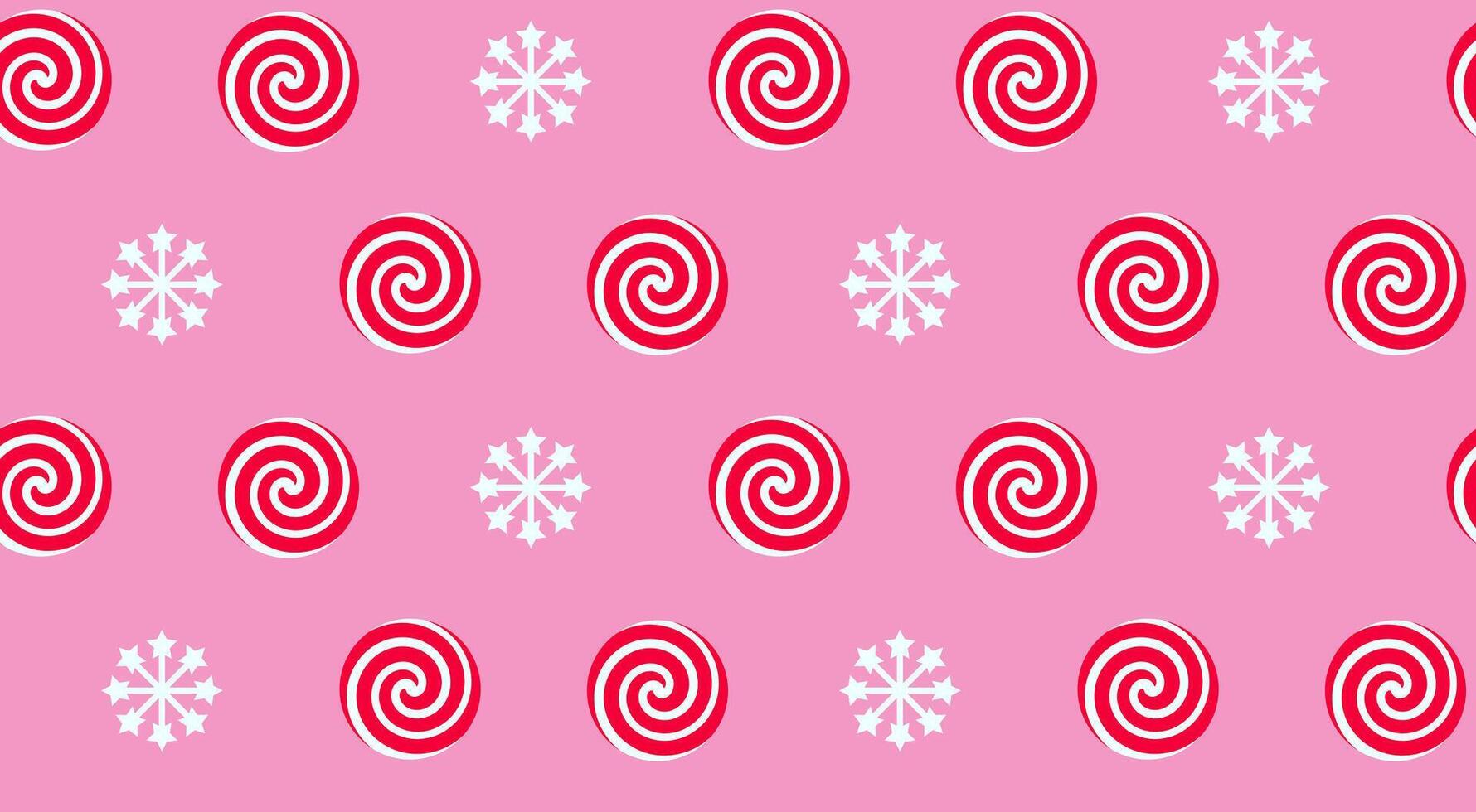 Christmas peppermint swirl candies and snowflake seamless pattern. Holiday traditional peppermint backdrop. vector