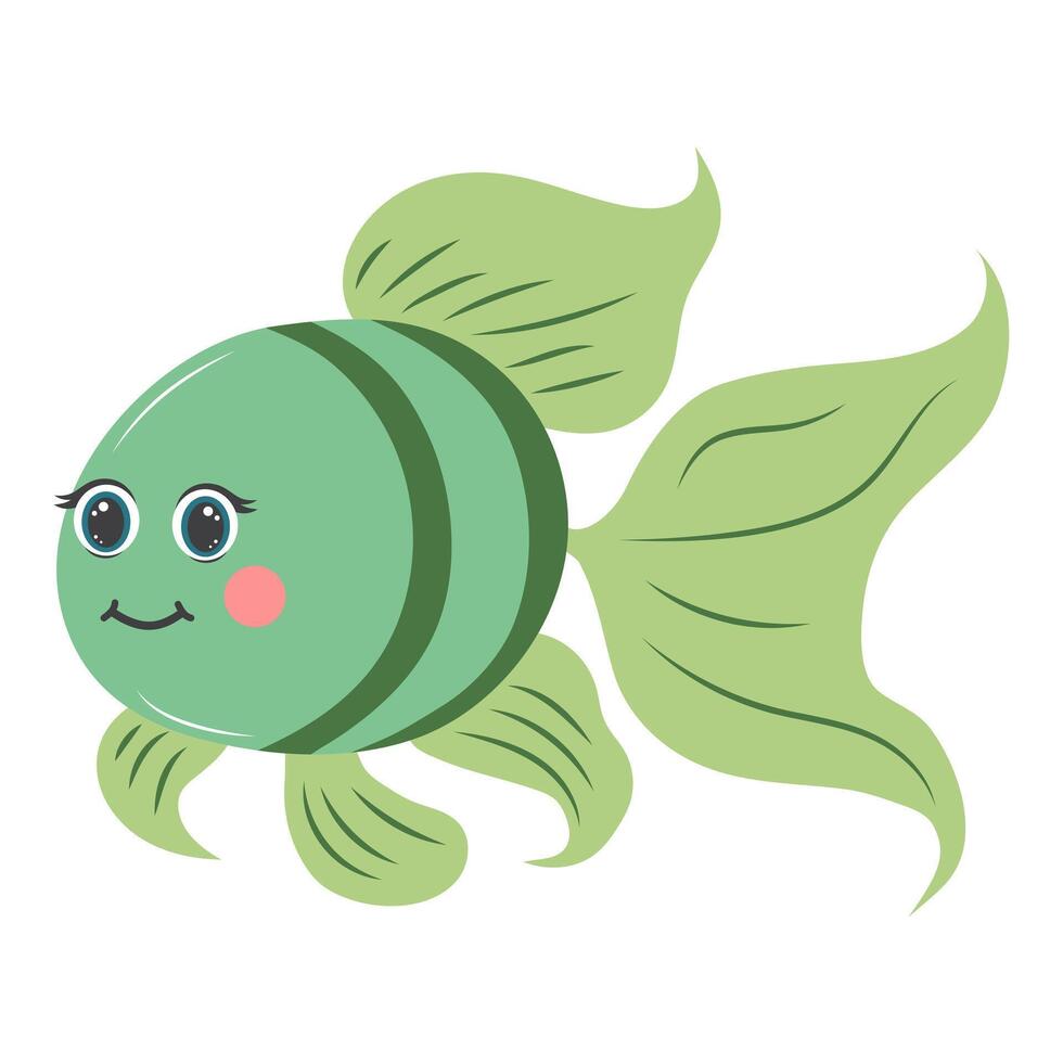 Cute fish. Cartoon tropical fish character. Flat cartoon illustration isolated on white background. vector