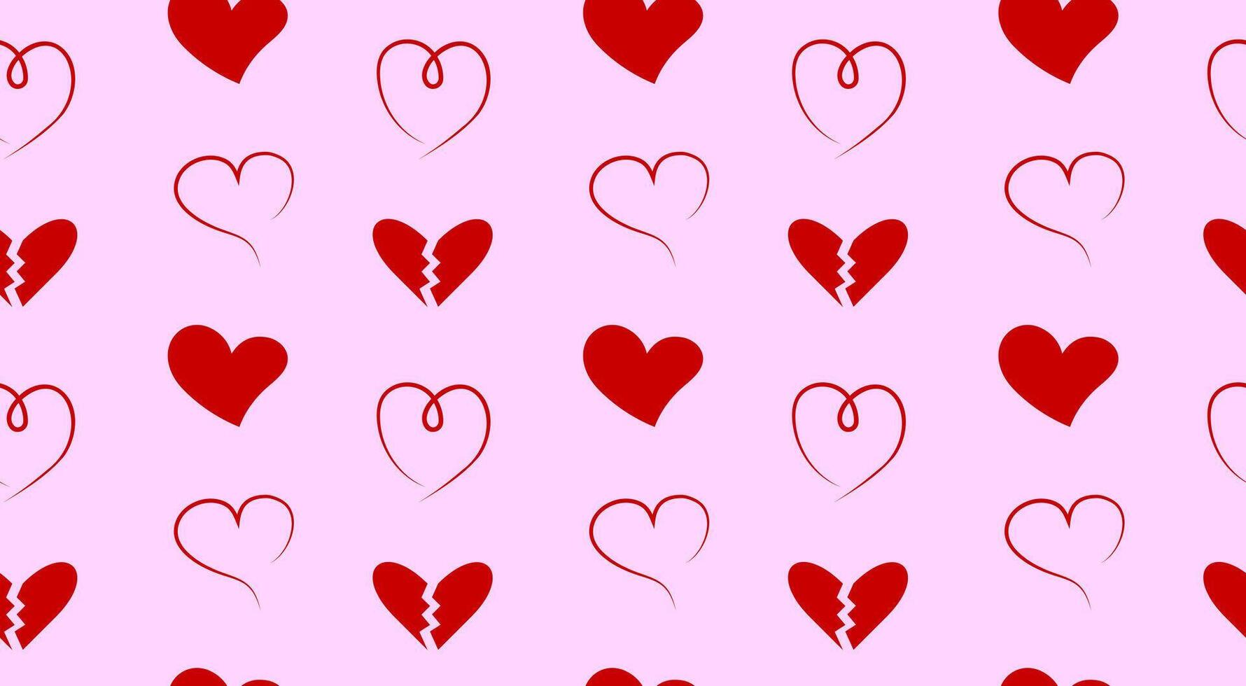 Doodle hearts seamless pattern. Simple cute Valentines day background. vector