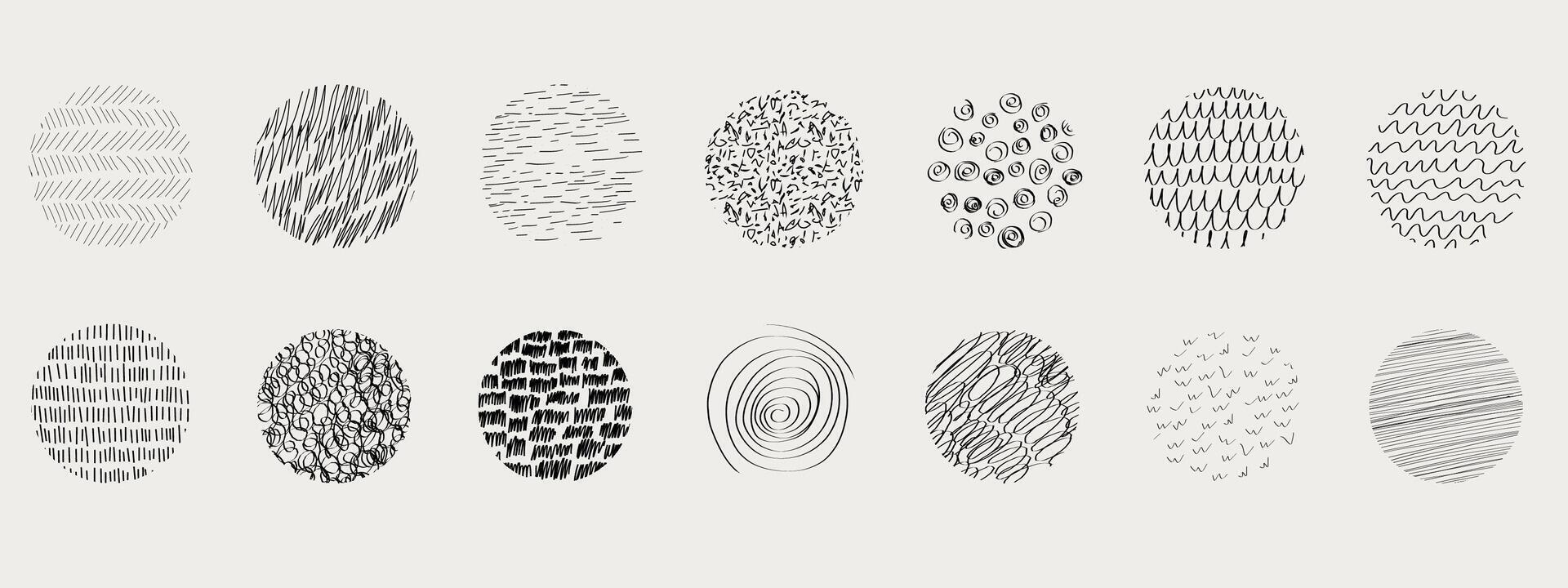 Textures set, collection hand drawn abstract monochrome brush marks. Doodle shapes spots, drops, curves and lines. Contemporary modern trendy vector