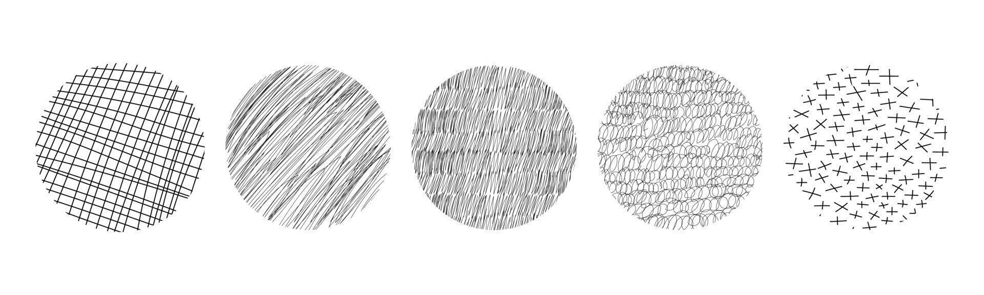 Textures set, collection hand drawn abstract monochrome brush marks. Doodle shapes spots, drops, curves and lines. Contemporary modern trendy vector