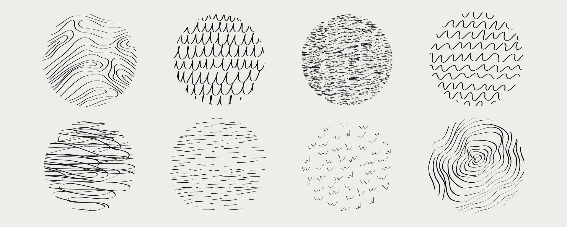 Geometric doodle pencil stripes, hand drawn sletch hatch lines. Quirky ornament minmal thin line. Set grunge texture for social media, posters, prints vector
