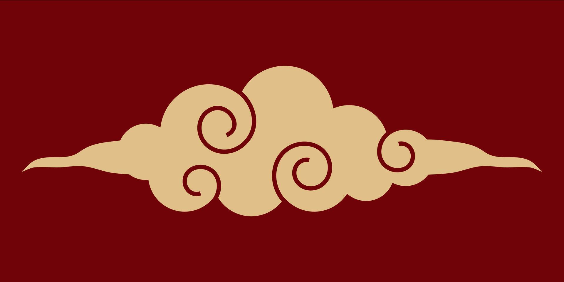 Japanese cloud set, asian traditional wavy curly ornament. China ornament, eastern decoration doodle, line. Clouds flow with the wind in the sky . vector