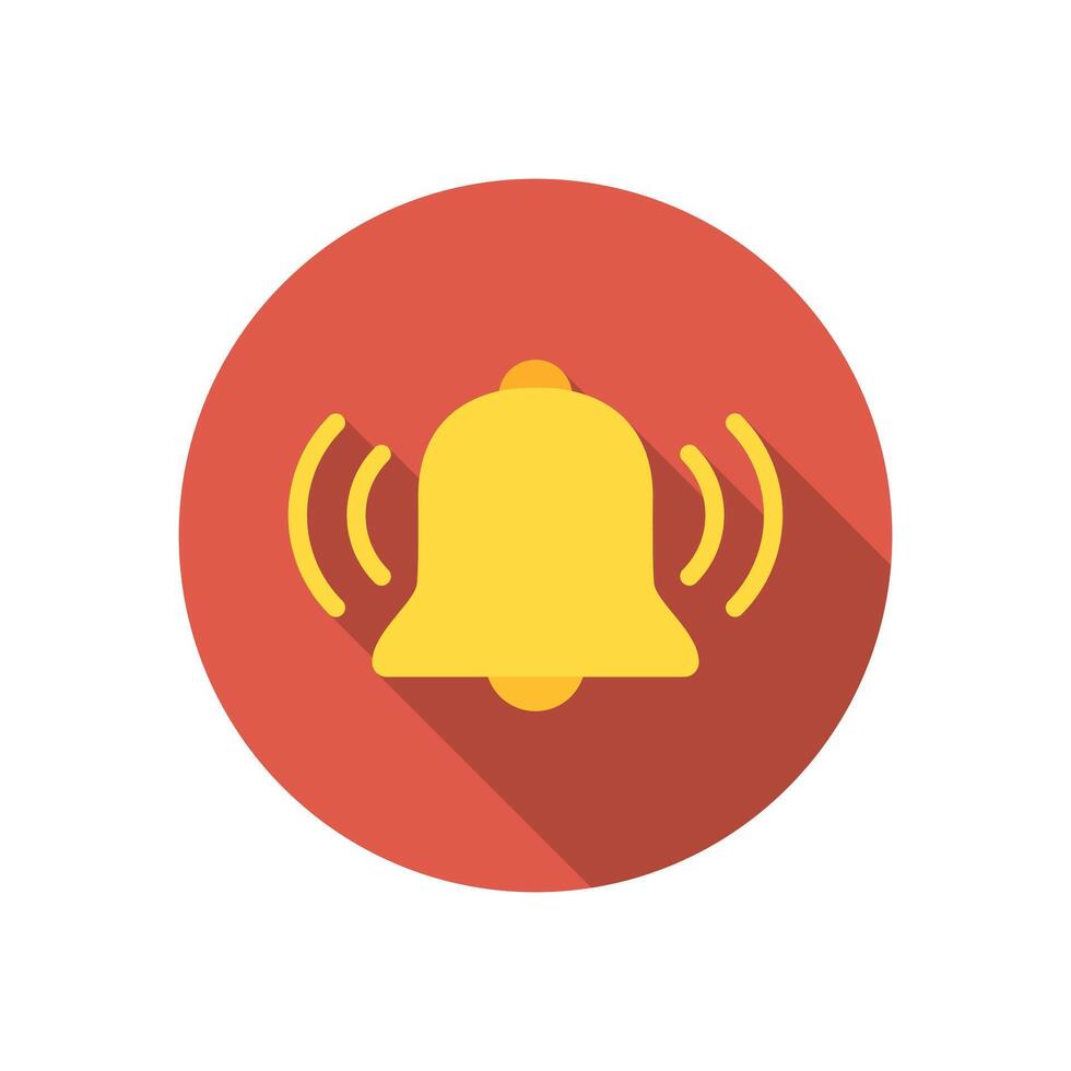 Ring bell icon with long shadow. Notification concept vector