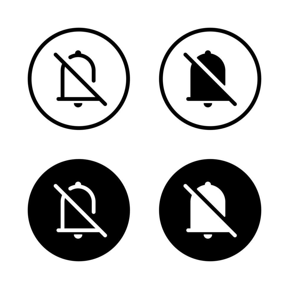 Mute bell icon set on black circle. Silent, silence sign symbol in trendy style vector