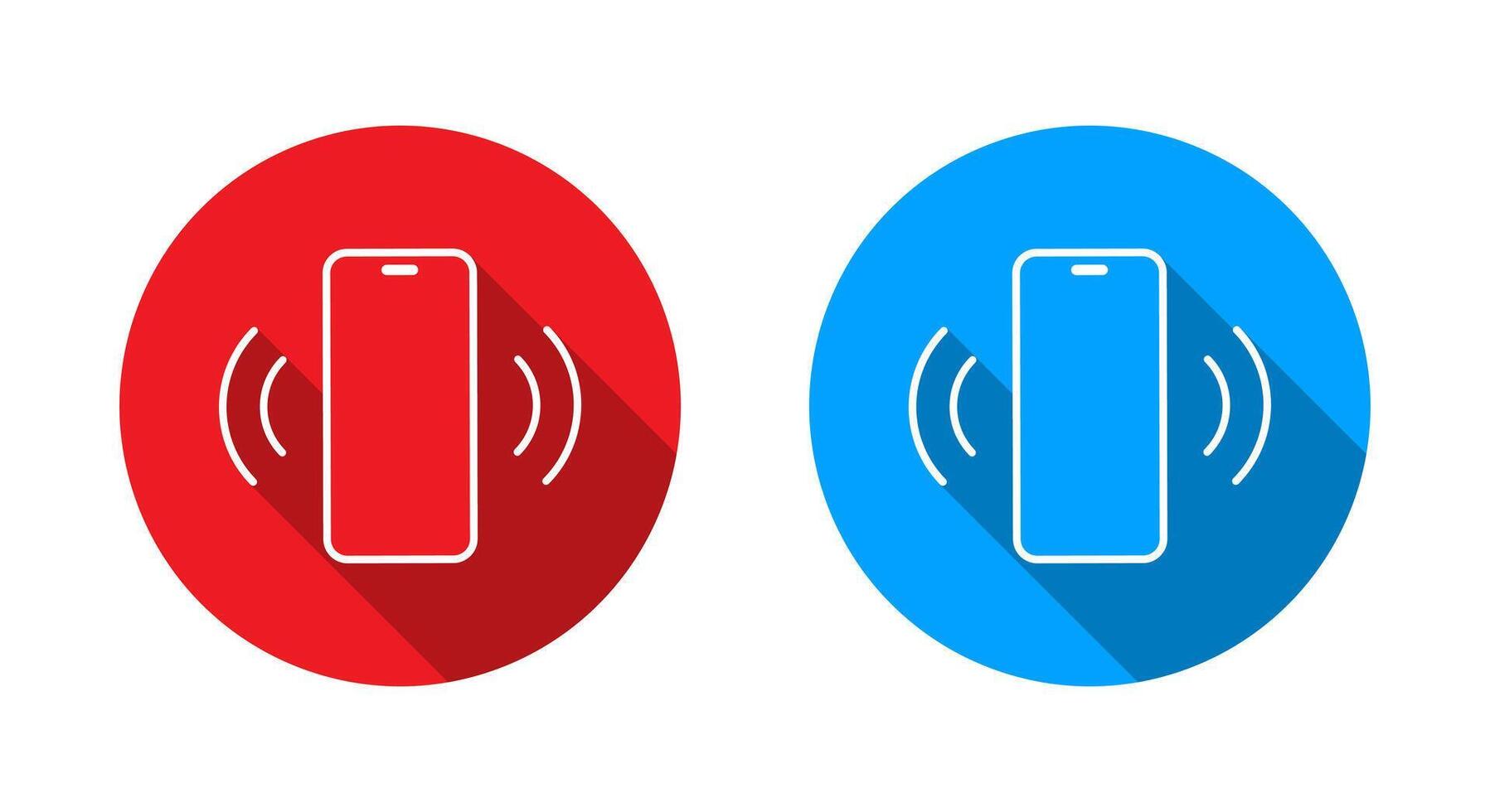 Vibration mode icon with long shadow. Smartphone vibrating concept vector