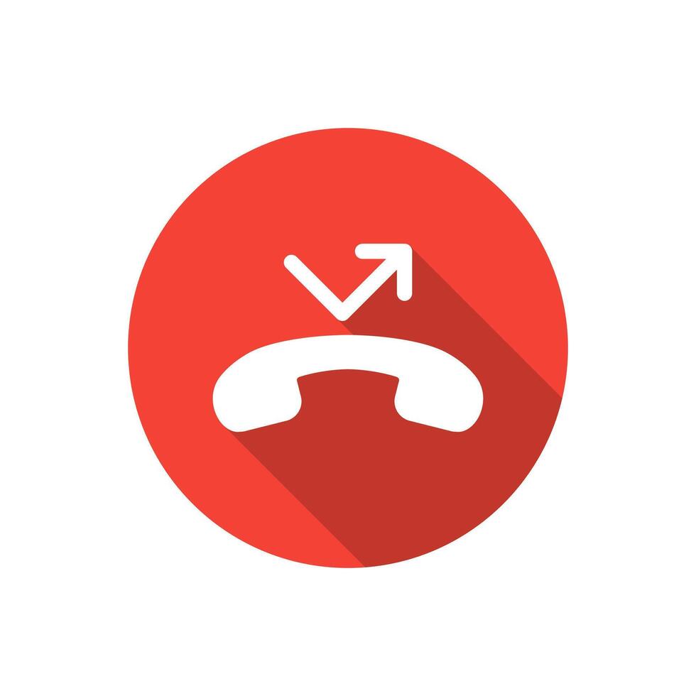 Missed call phone icon with long shadow vector