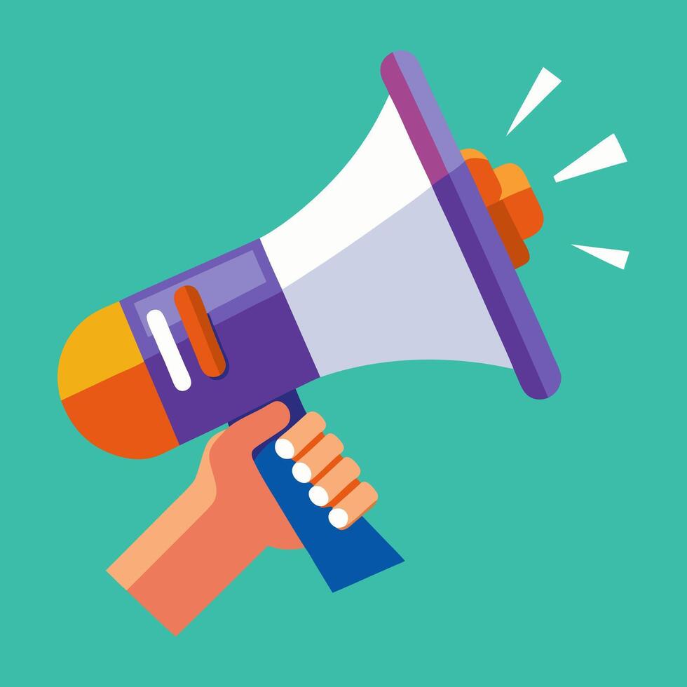 A hand holding a megaphone vector