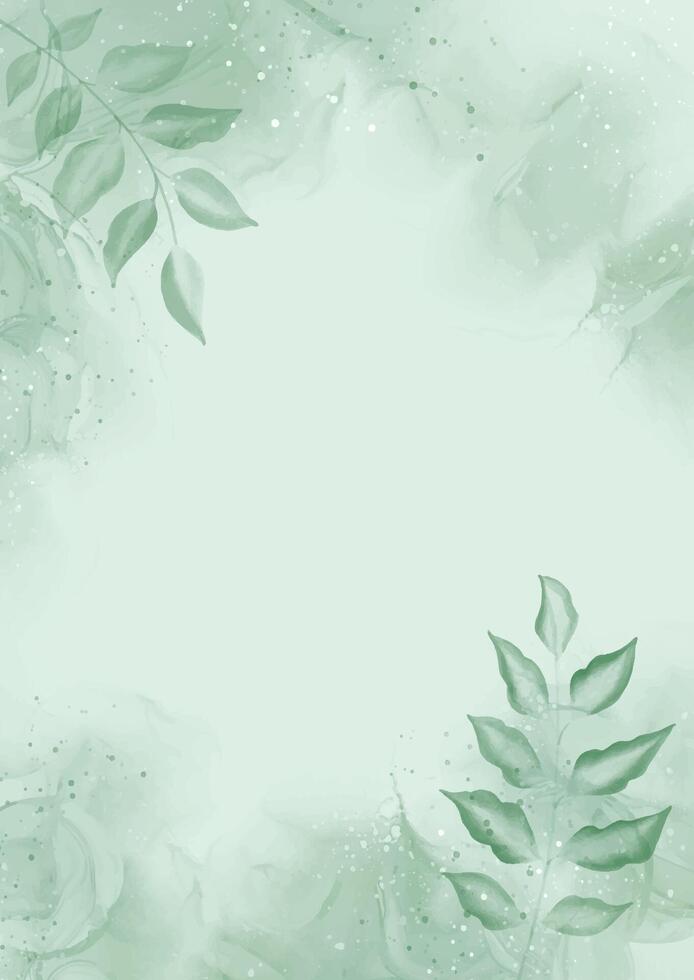Elegant hand painted floral watercolour background in shades of green vector
