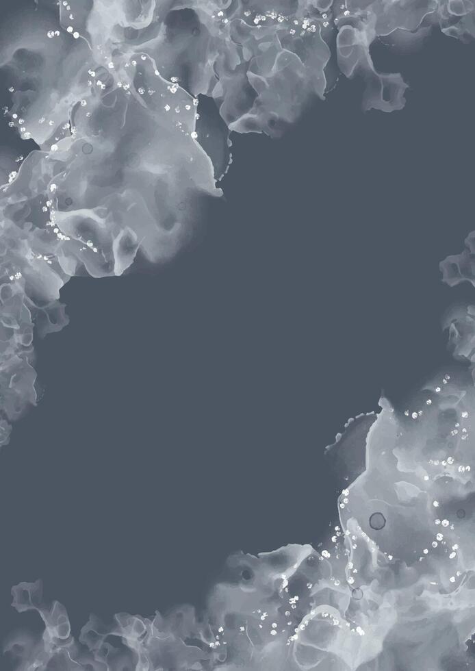 Elegant hand painted alcohol ink background in grey and silver vector