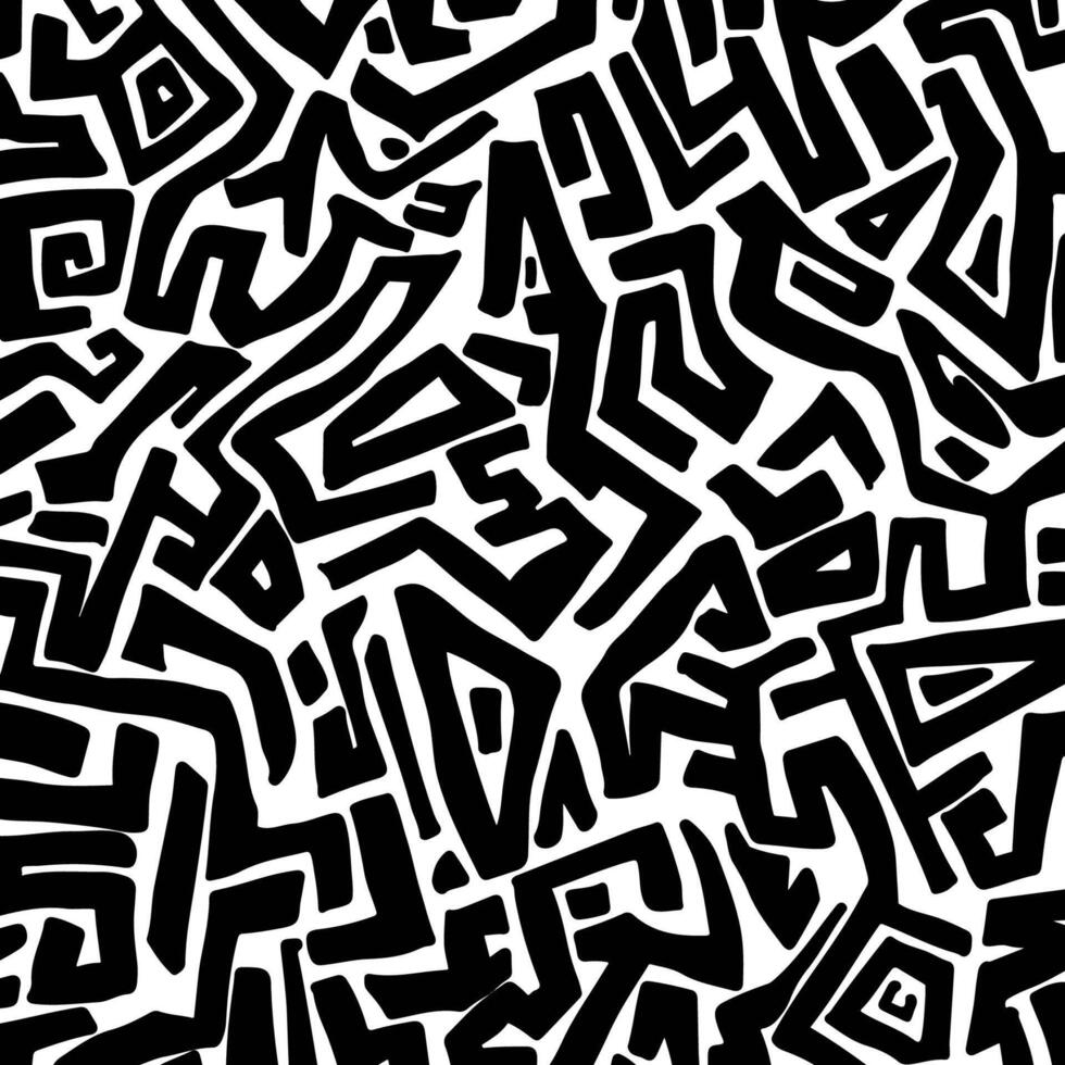 Hand drawn black and white doodle pattern design vector