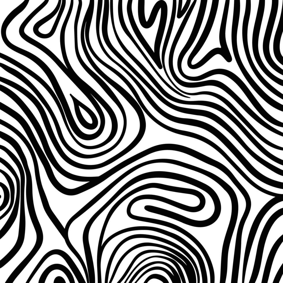 Abstract pattern background with hand drawn swirly lines in black and white vector
