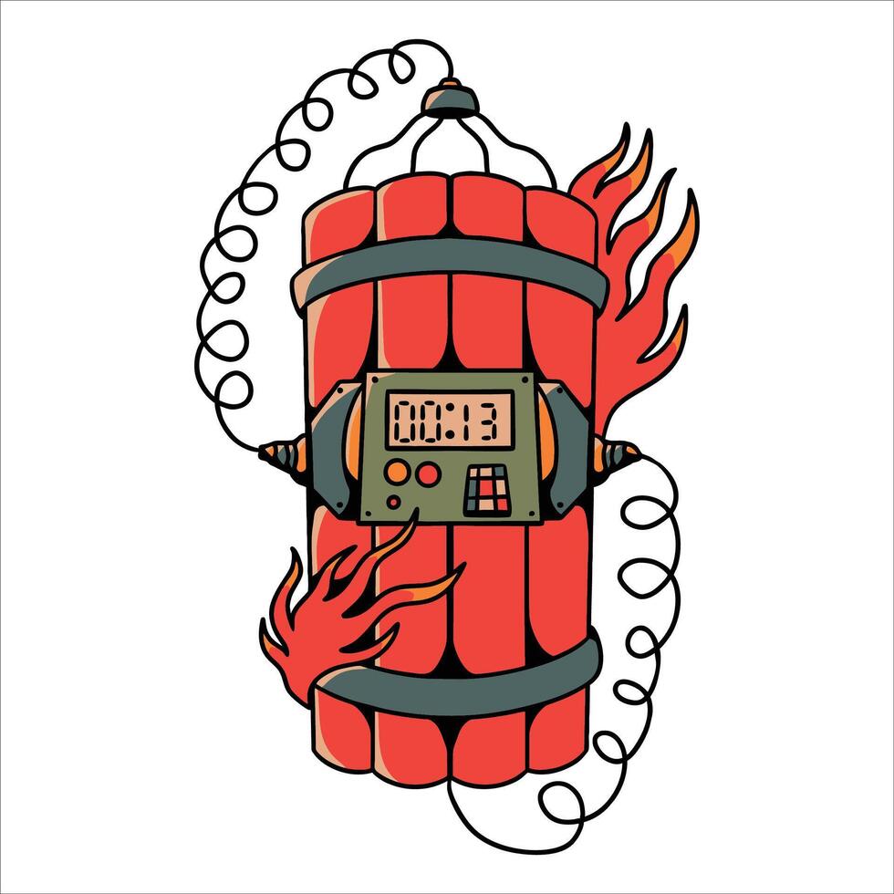 falming explosions tattoo design vector