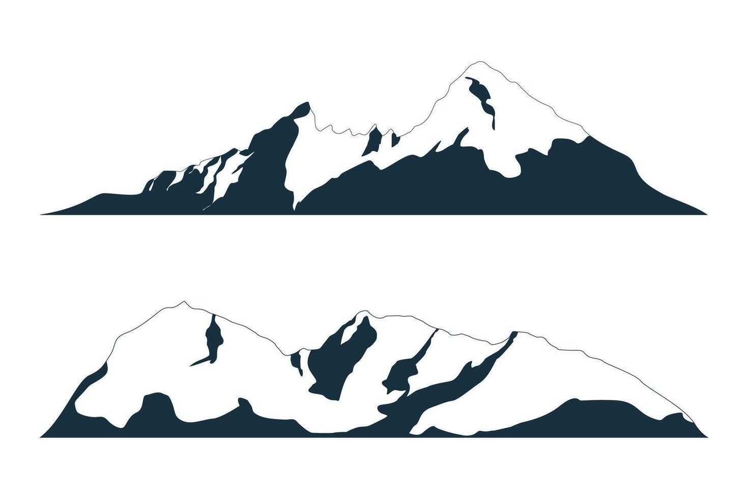Collection of illustrations of peak views of mountain silhouettes vector