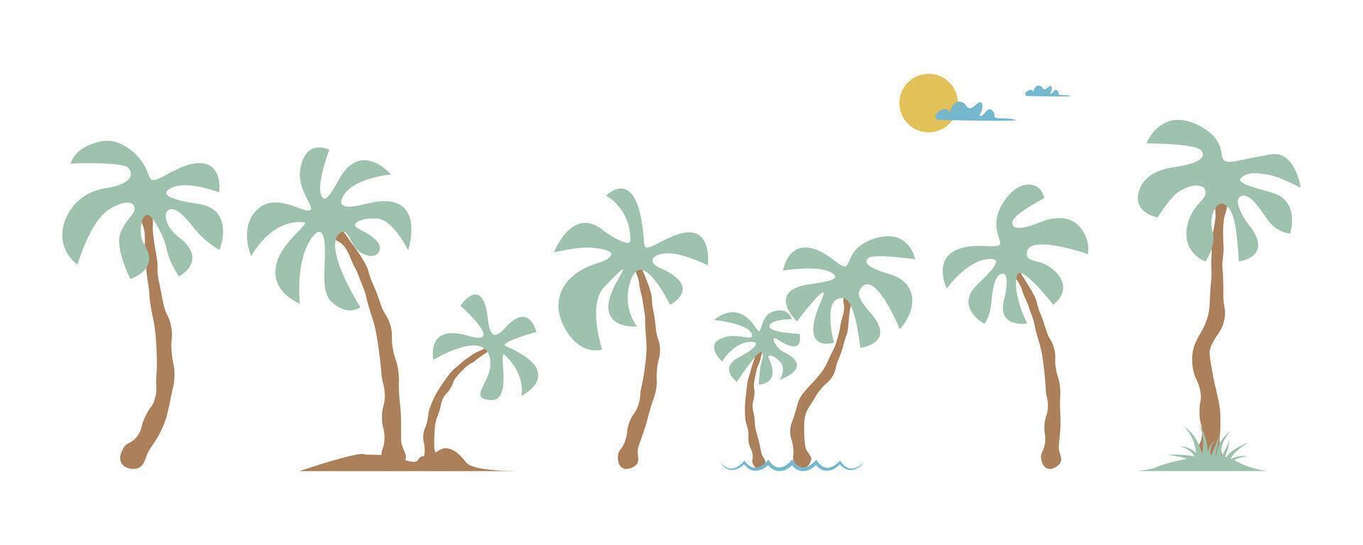 Groovy boho silhouette palm tree illustration vector