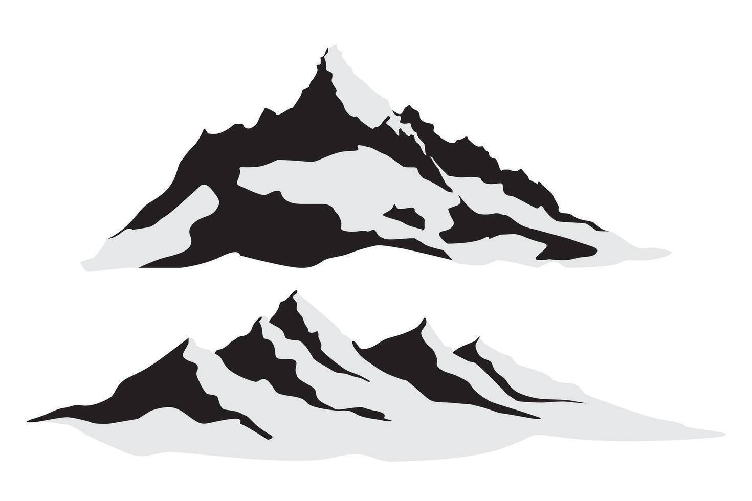 Collection of illustrations of peak views of mountain silhouettes vector