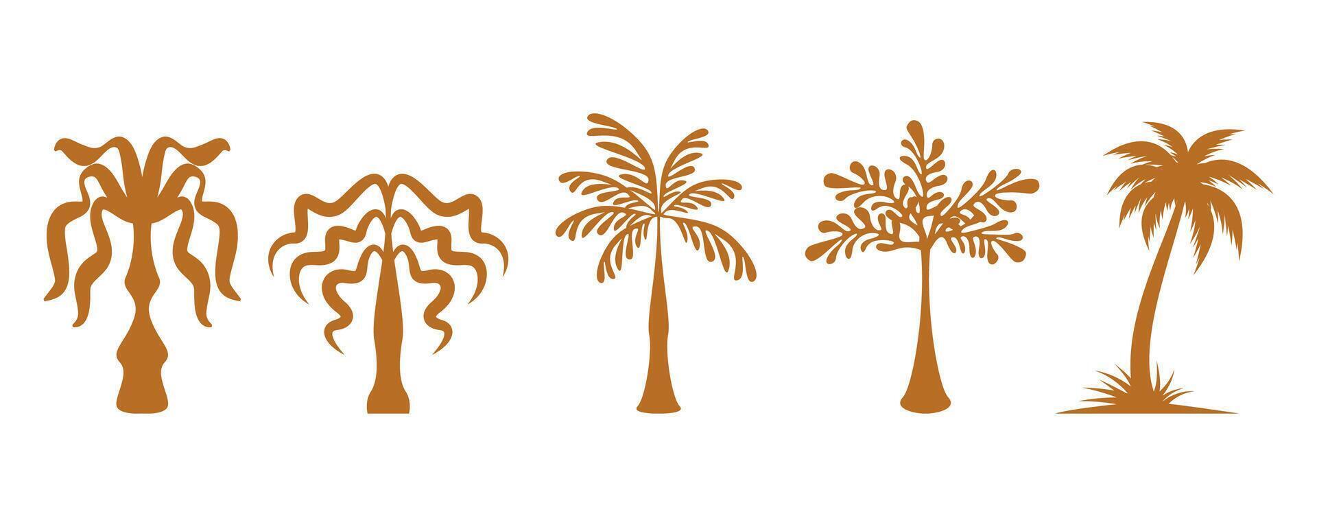 Groovy boho silhouette palm tree illustration vector