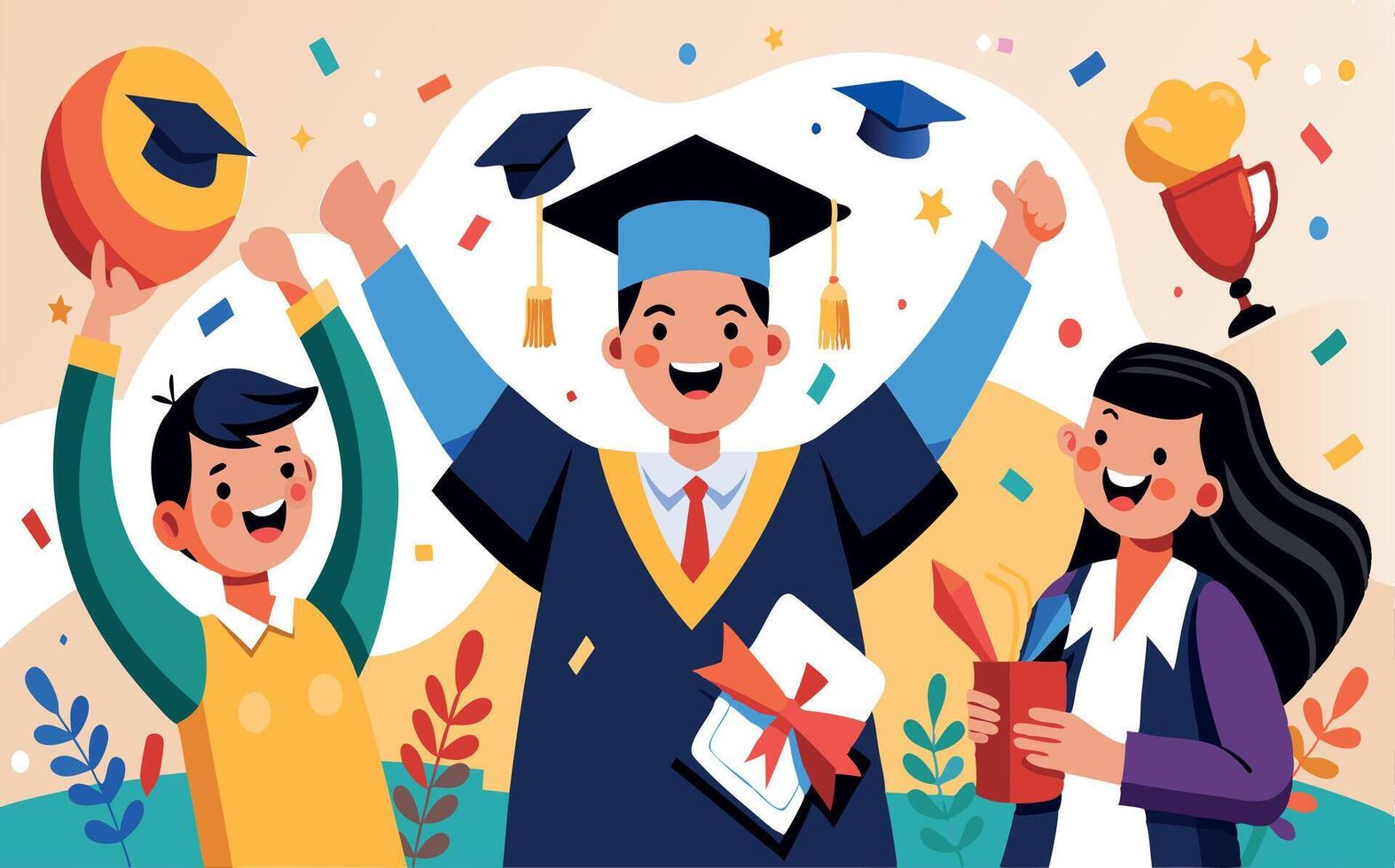 Happy graduate students vector