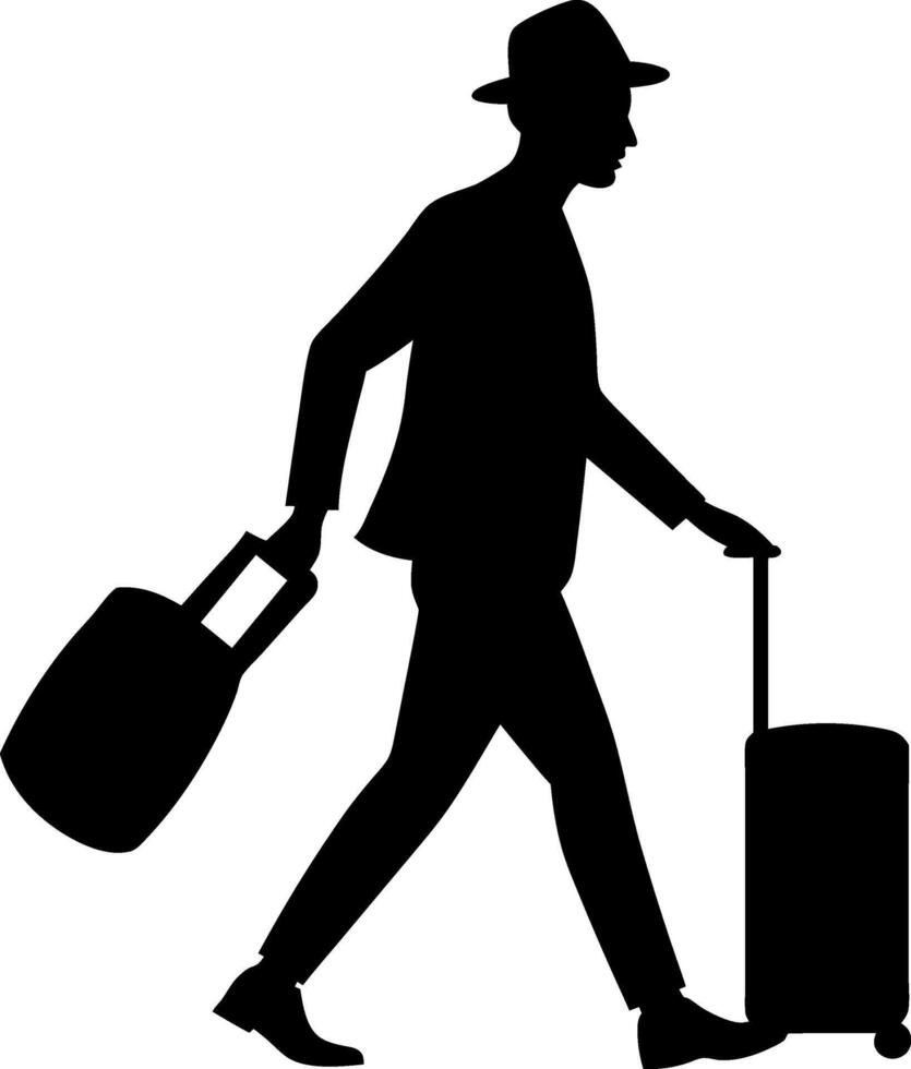 traveling man silhouette design vector